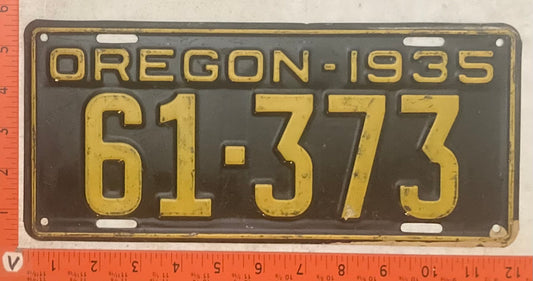 1935 Oregon #61-373 Passenger License Plate