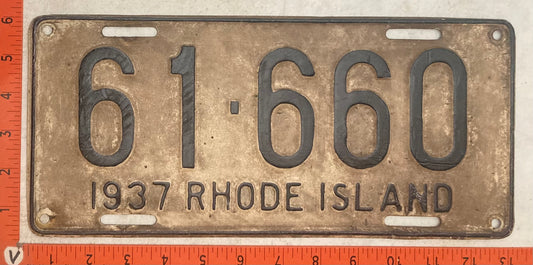 1937 Rhode Island #61-660 Passenger License Plate