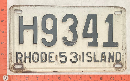 1953 Rhode Island #H9341 Passenger License Plate