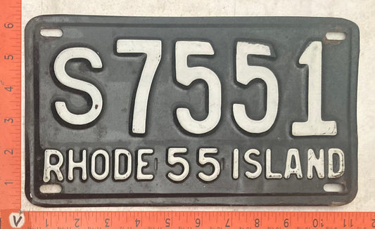 1955 Rhode Island #S7551 Passenger License Plate