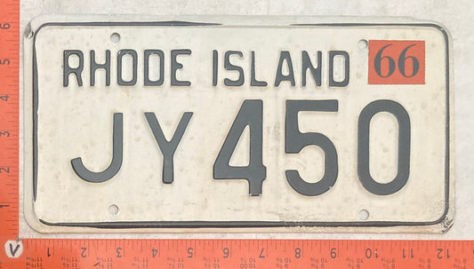 1966 Rhode Island #JY450 Passenger License Plate
