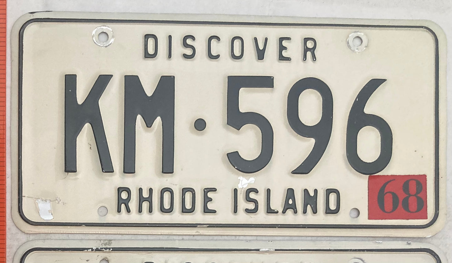 1968 Rhode Island #KM-596 Passenger License Plate (Pair)