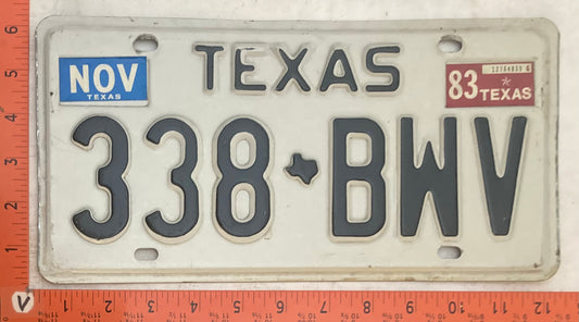 1983 Texas #338 BMV Passenger License Plate