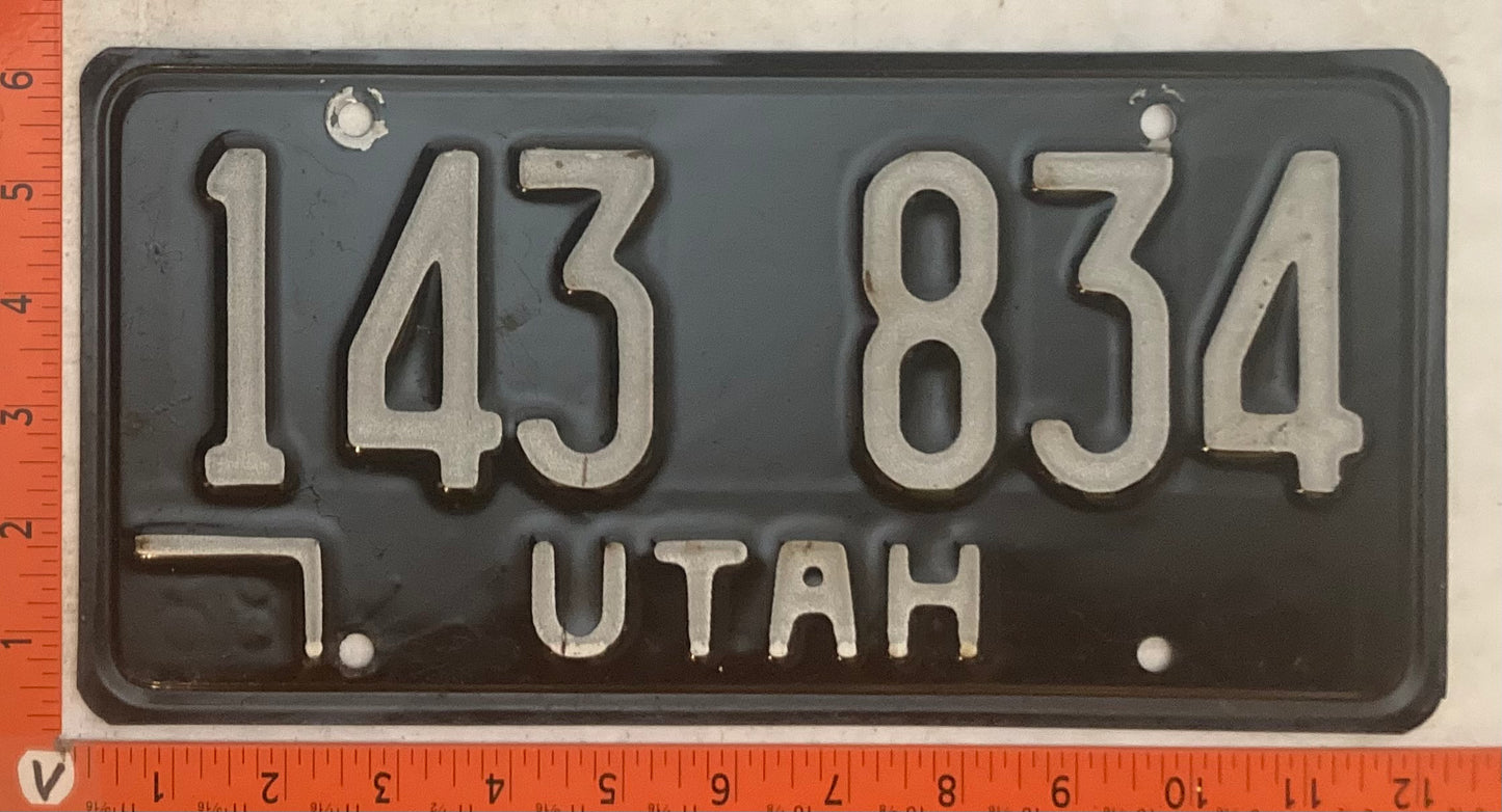 1968 Utah #143 834 Commercial License Plate