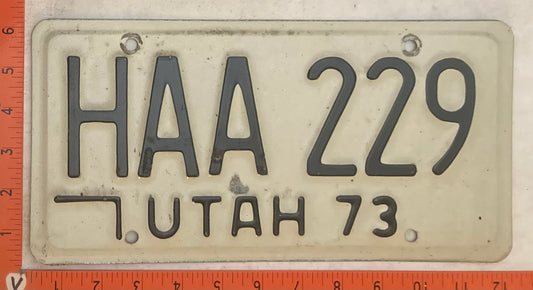 1973 Utah #HAA 229 Passenger License Plate