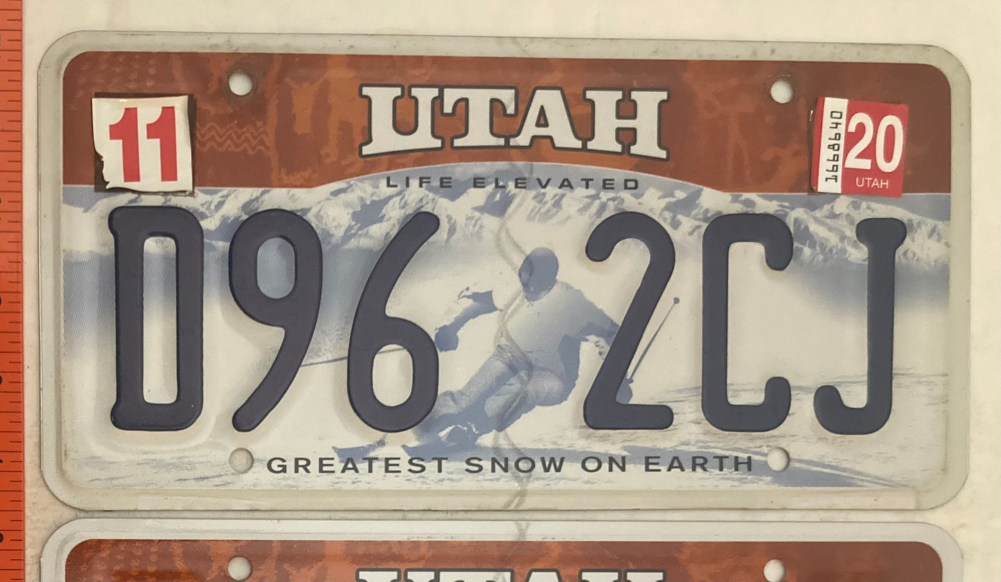 2020 Utah #D96 2CJ Passenger License Plate (Pair)