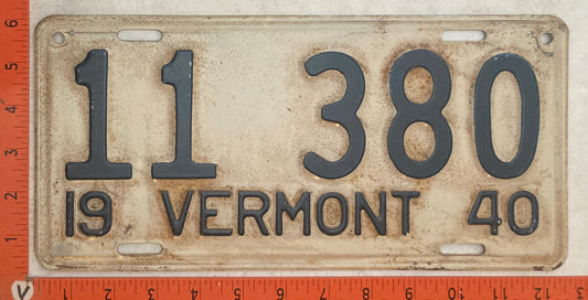 1940 Vermont #11 380 Passenger License Plate