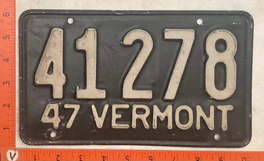 1947 Vermont #41278 Passenger License Plate