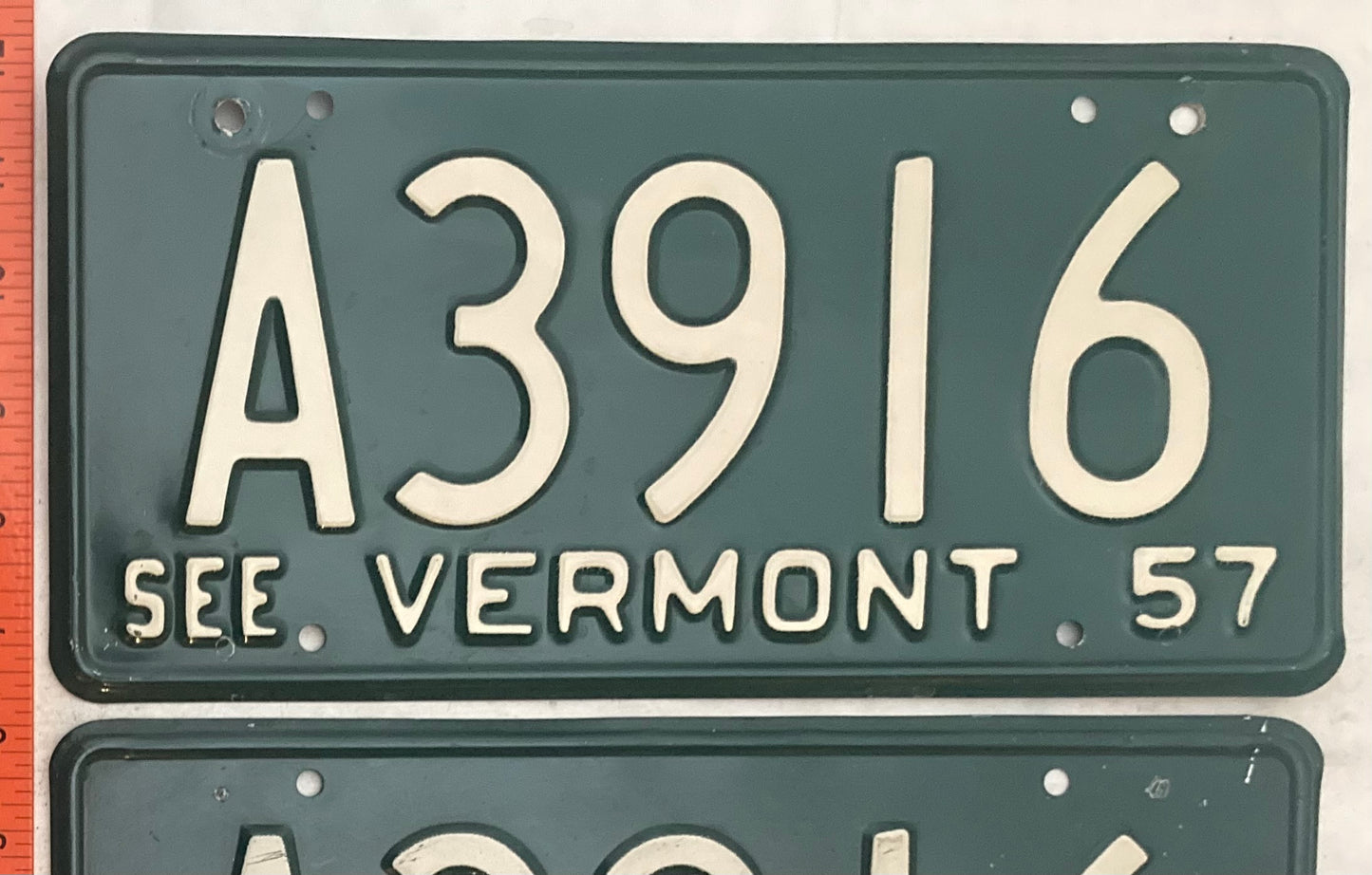 1957 Vermont #A3916 Passenger License Plate (Pair)