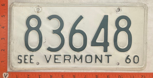 1960 Vermont #83648 Passenger License Plate
