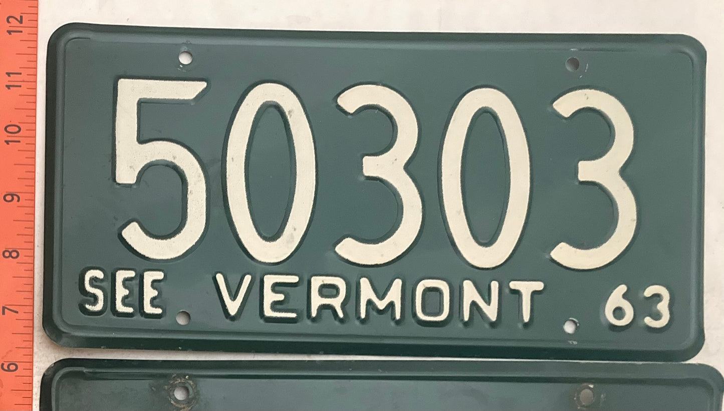 1963 Vermont #50303 Passenger License Plate (Pair)