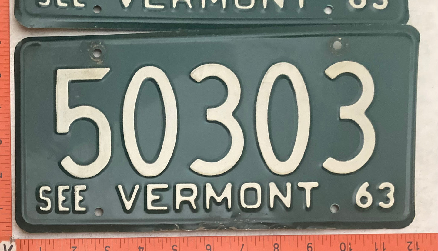 1963 Vermont #50303 Passenger License Plate (Pair)