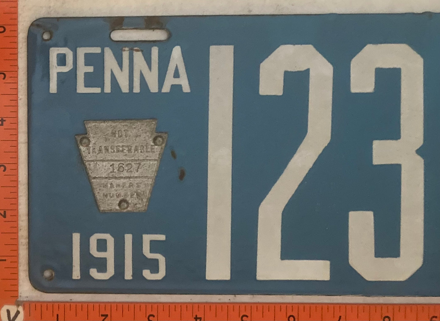 1915 Pennsylvania #123764 Passenger License Plate (Porcelain)