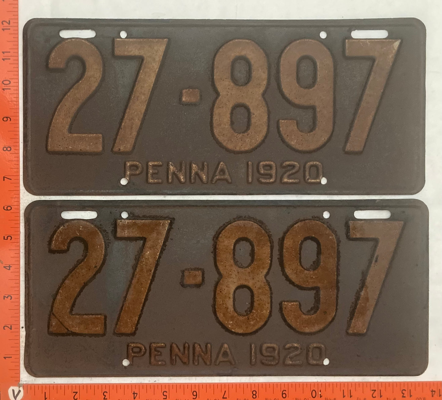 1920 Pennsylvania #27-897 Passenger License Plate (Pair)