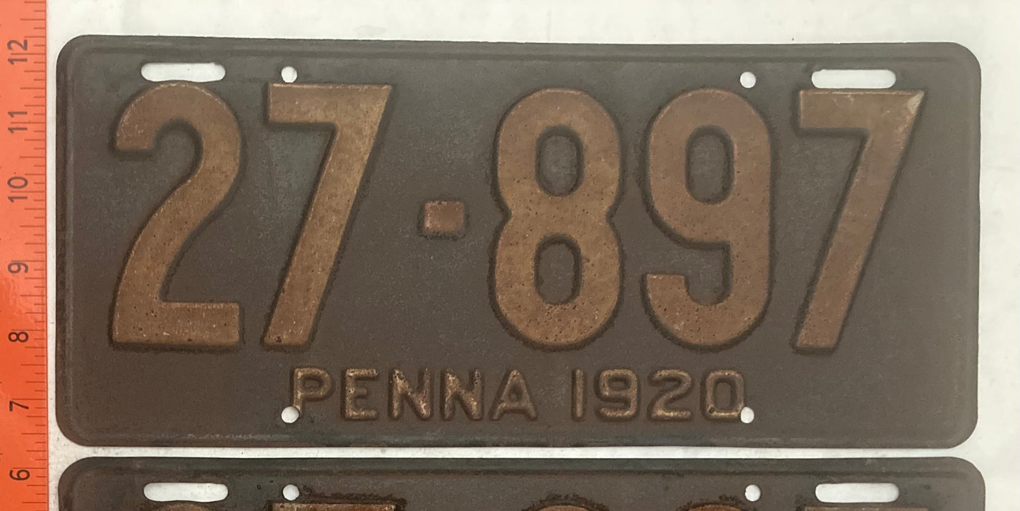 1920 Pennsylvania #27-897 Passenger License Plate (Pair)