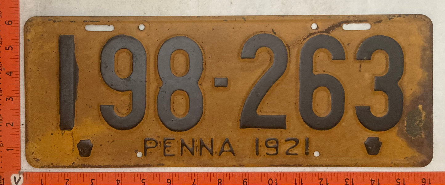 1921 Pennsylvania #198-263 Passenger License Plate