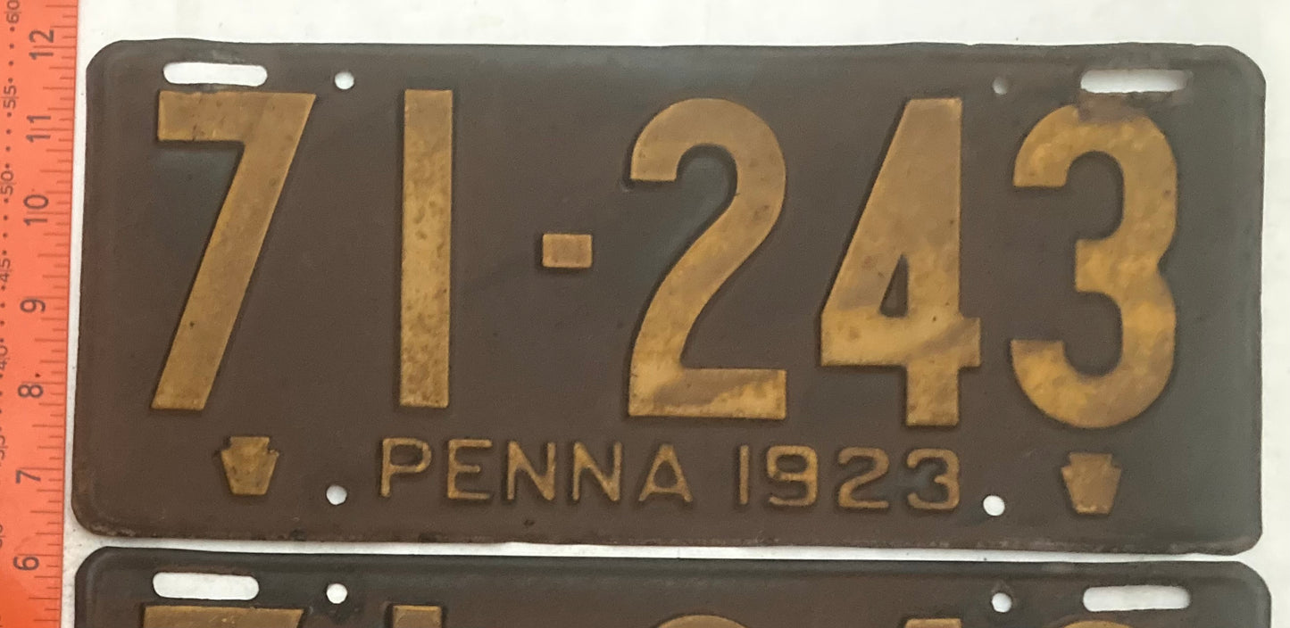 1923 Pennsylvania #198-263 Passenger License Plate (Pair)