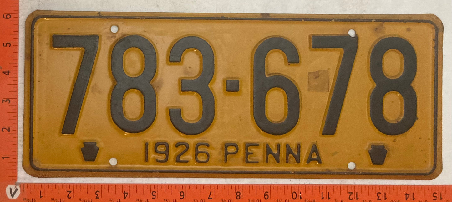 1926 Pennsylvania #783-678 Passenger License Plate