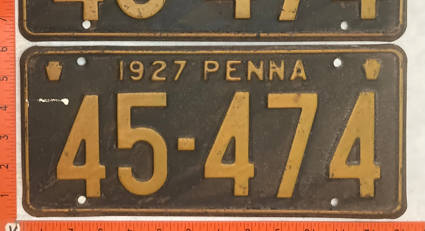 1927 Pennsylvania #45-474 Passenger License Plate (Pair)