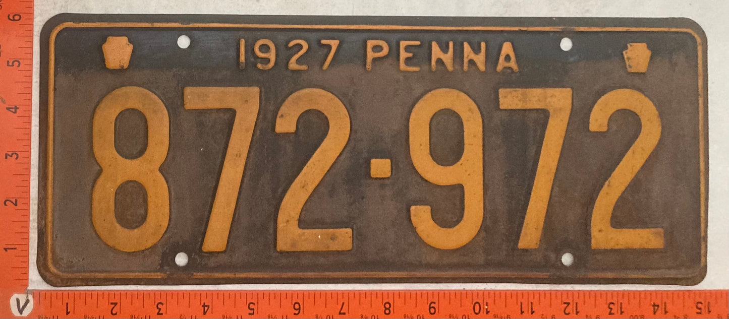 1927 Pennsylvania #872-972 Passenger License Plate