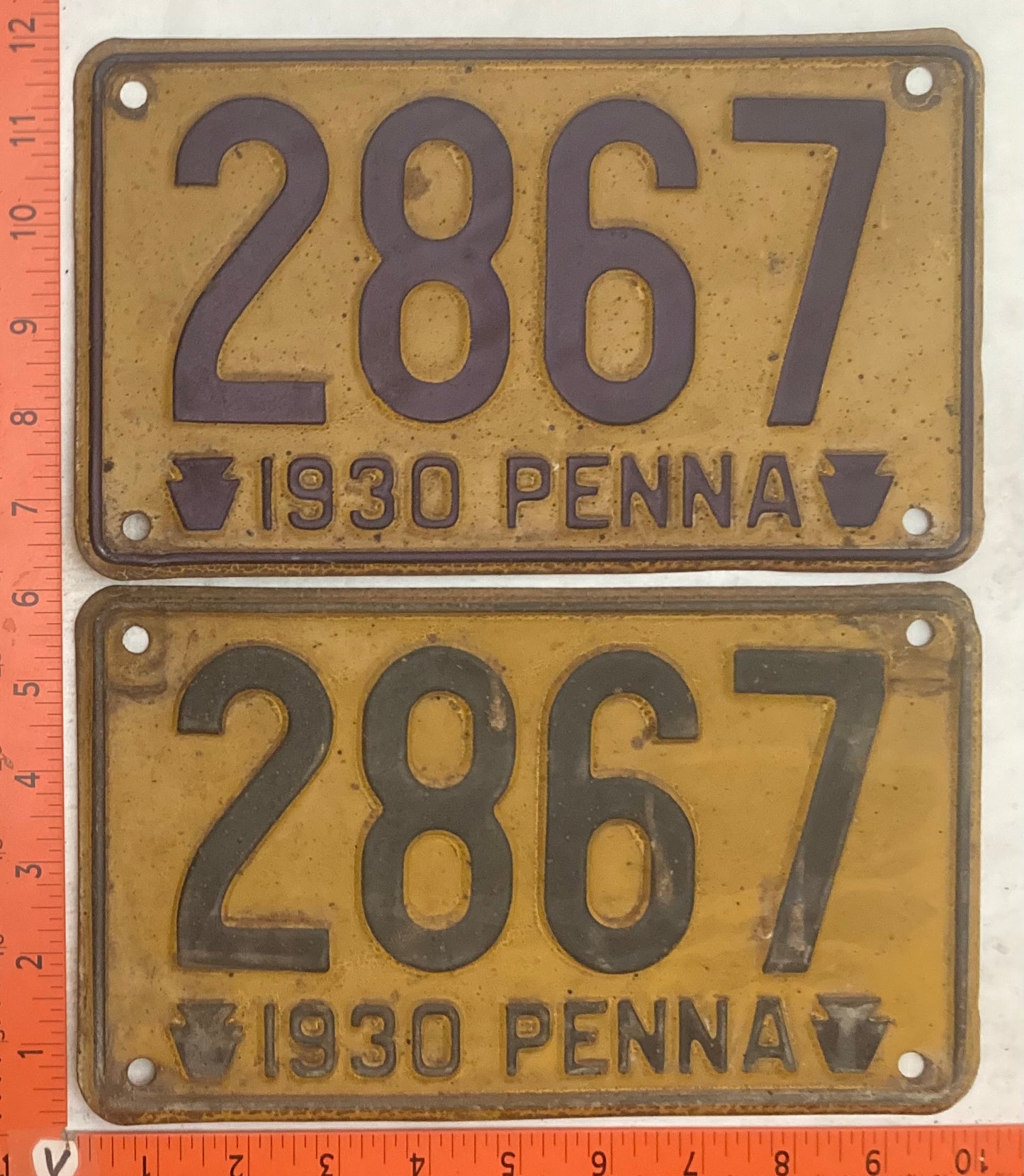 1930 Pennsylvania #2867 Passenger License Plate (Pair)