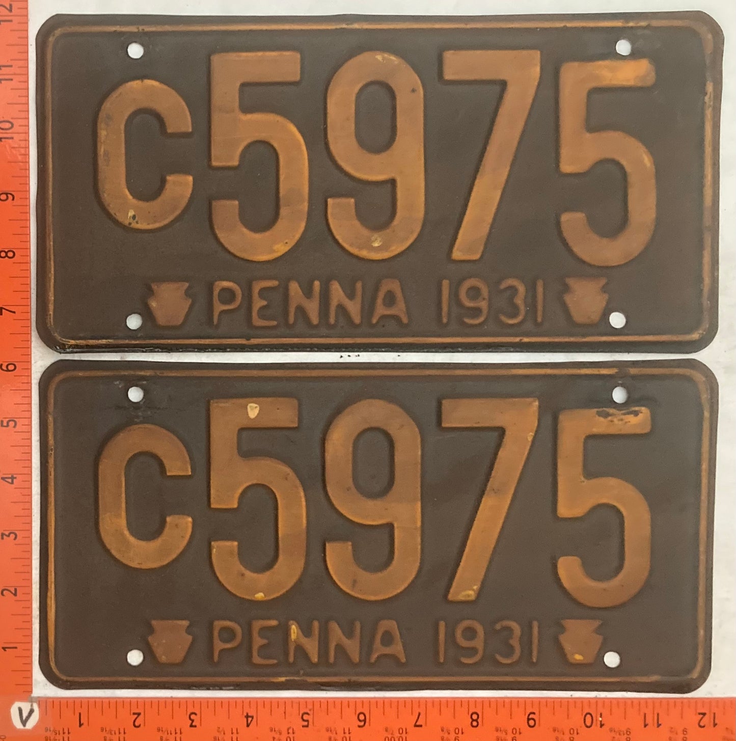 1931 Pennsylvania #C5975 Passenger License Plate (Pair)