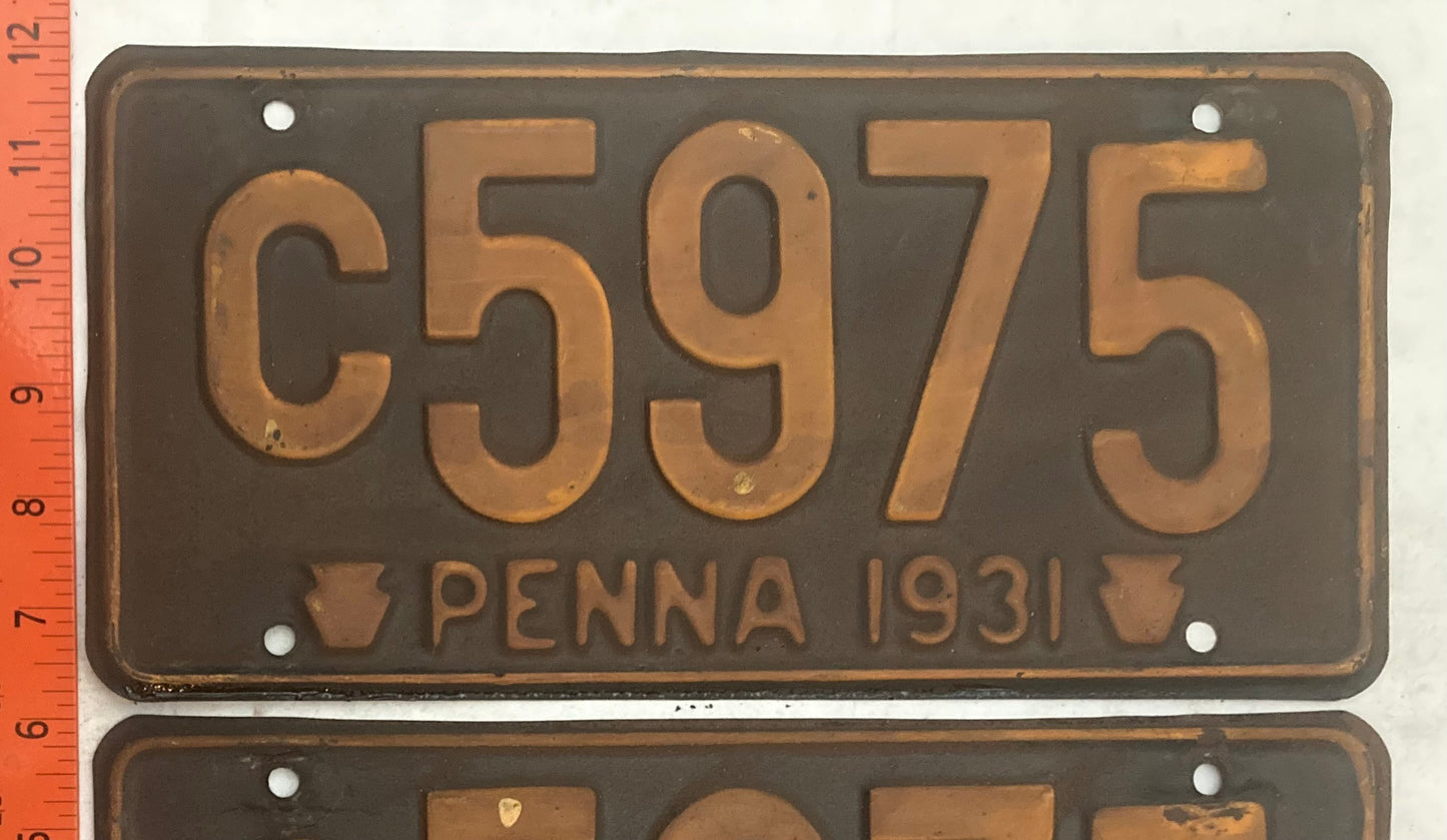 1931 Pennsylvania #C5975 Passenger License Plate (Pair)