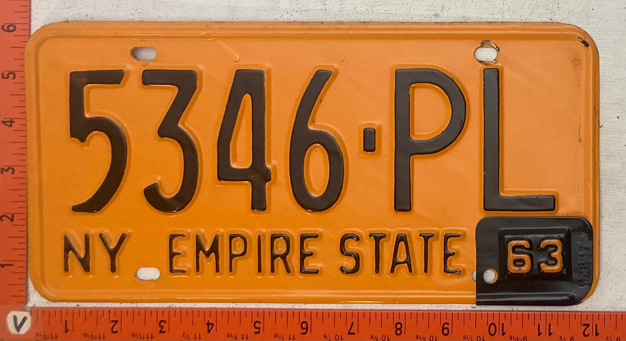 Pl License 1963 New York #5346-PL Passenger License Plate – LicensePl8s.com
