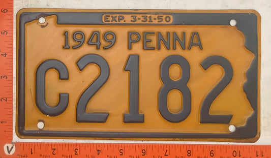 1949 Pennsylvania #C2182 Passenger License Plate