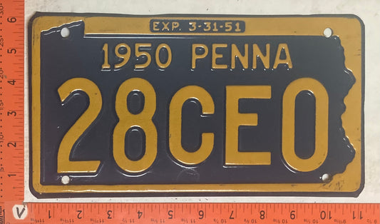 1950 Pennsylvania #28CE0 Passenger License Plate