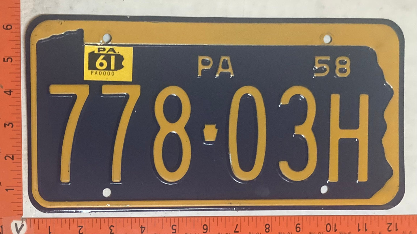 1961 Pennsylvania #778-03H Passenger License Plate
