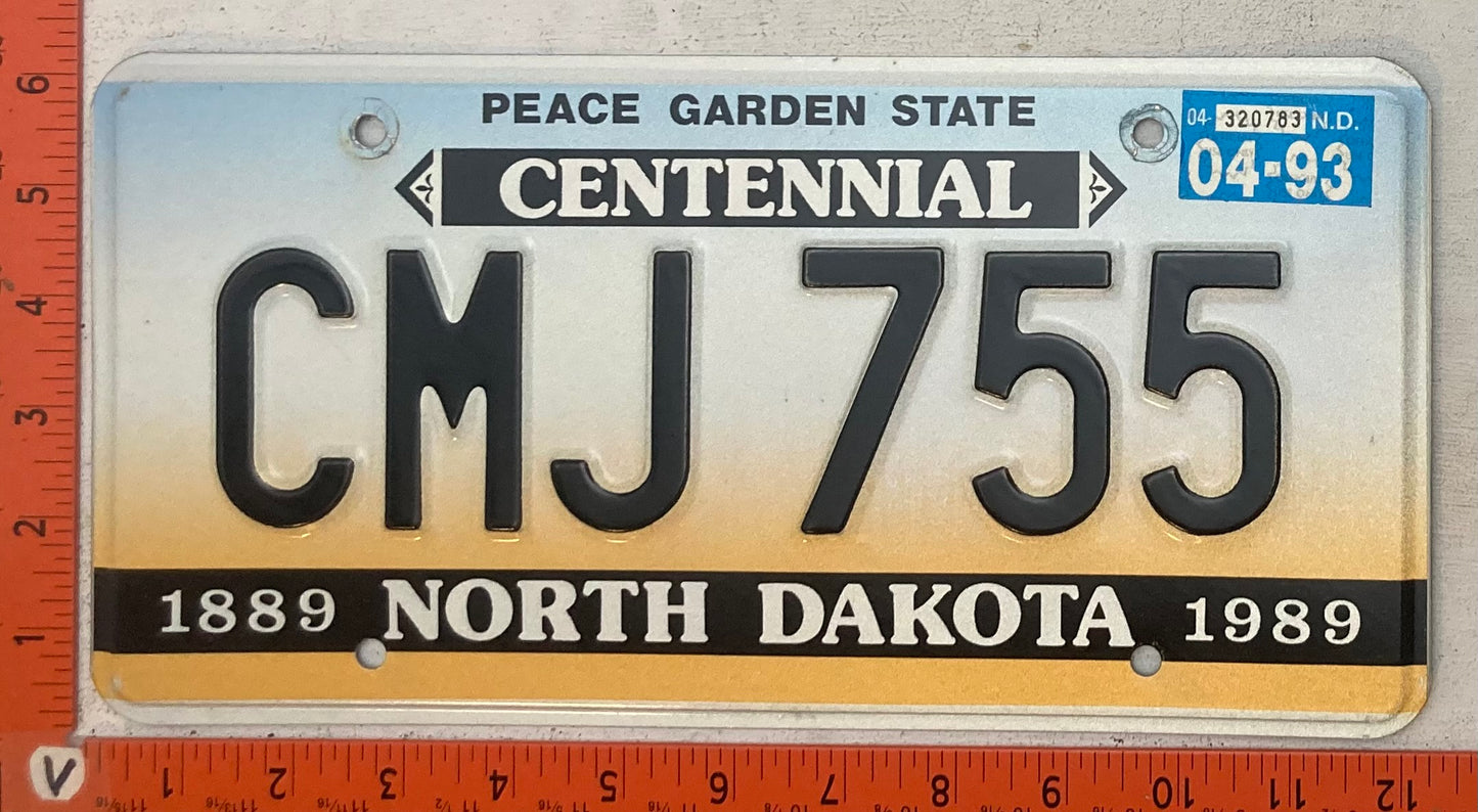1993 North Dakota #CMJ 755 Passenger License Plate