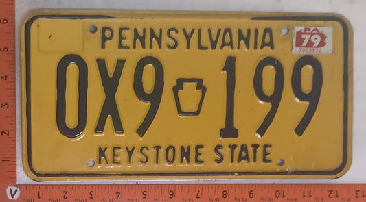 1979 Pennsylvania #0X9 199 Passenger License Plate