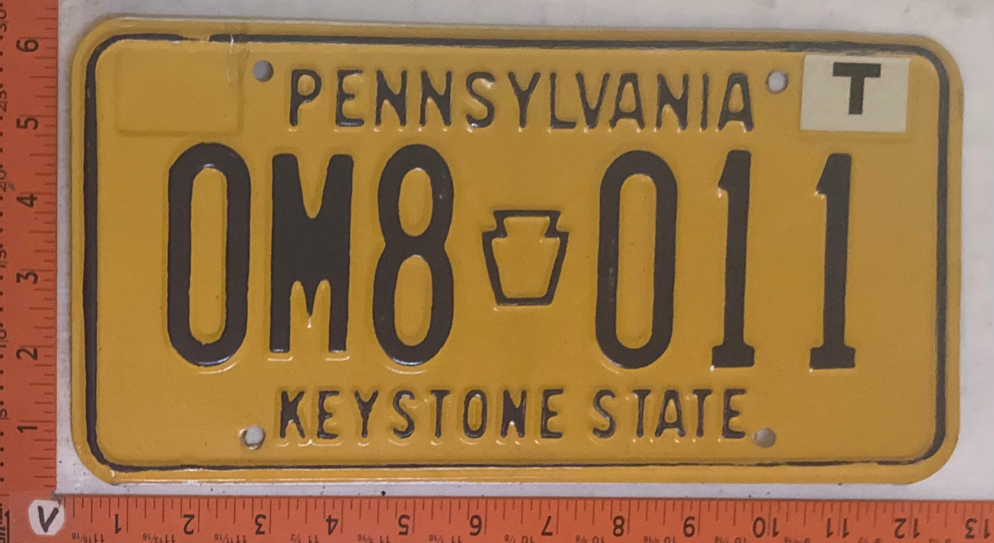 Undated Pennsylvania #0M8 011 Passenger License Plate