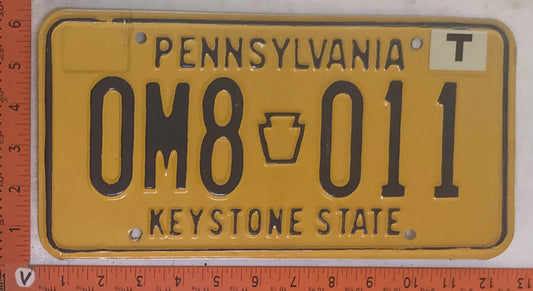 Undated Pennsylvania #0M8 011 Passenger License Plate