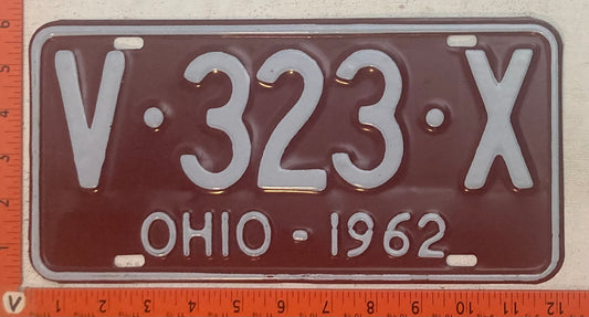 1962 Ohio #V-323-X Passenger License Plate