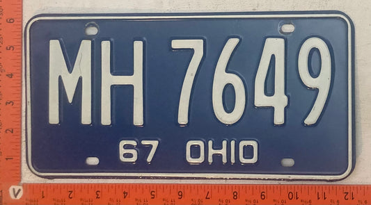 1967 Ohio #MH 7649 Passenger License Plate