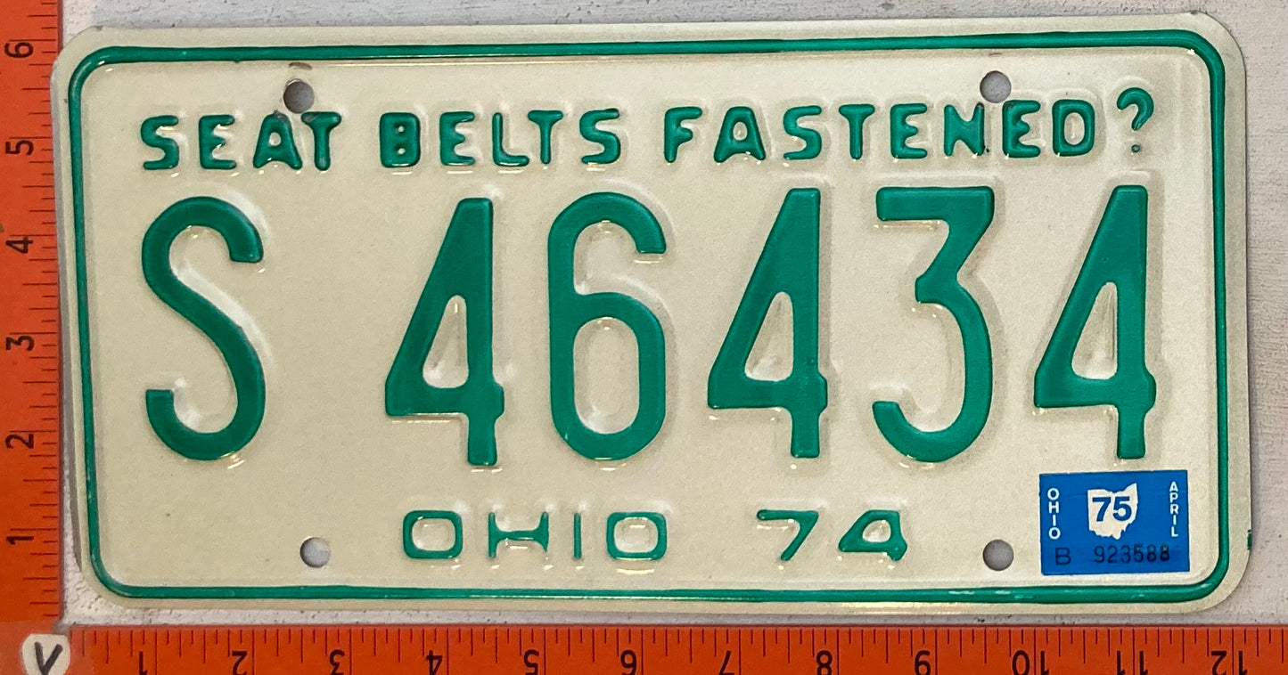 1975 Ohio #S 46434 Passenger License Plate