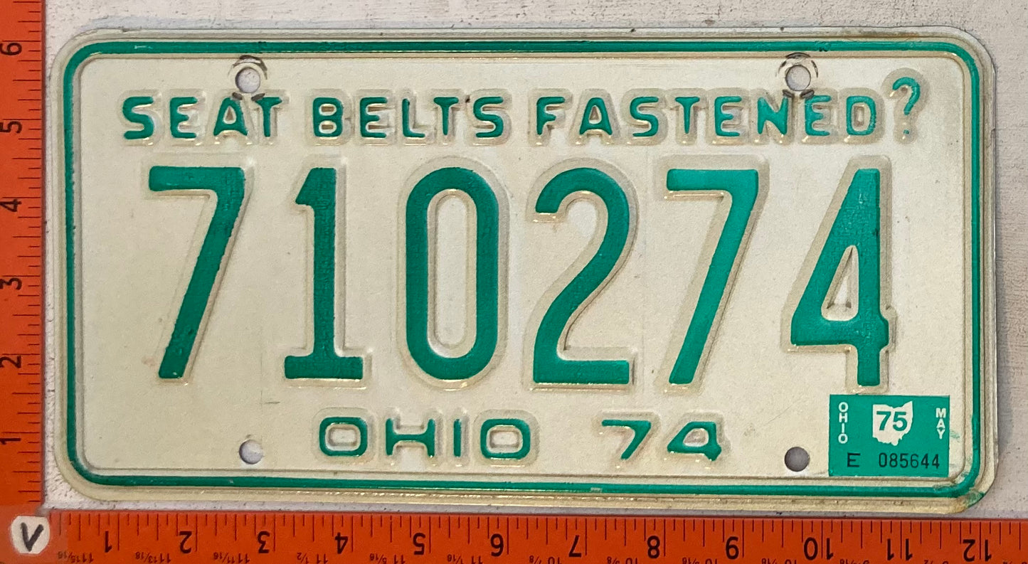 1975 Ohio #710274 Passenger License Plate