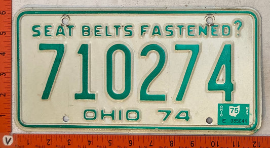 1975 Ohio #710274 Passenger License Plate