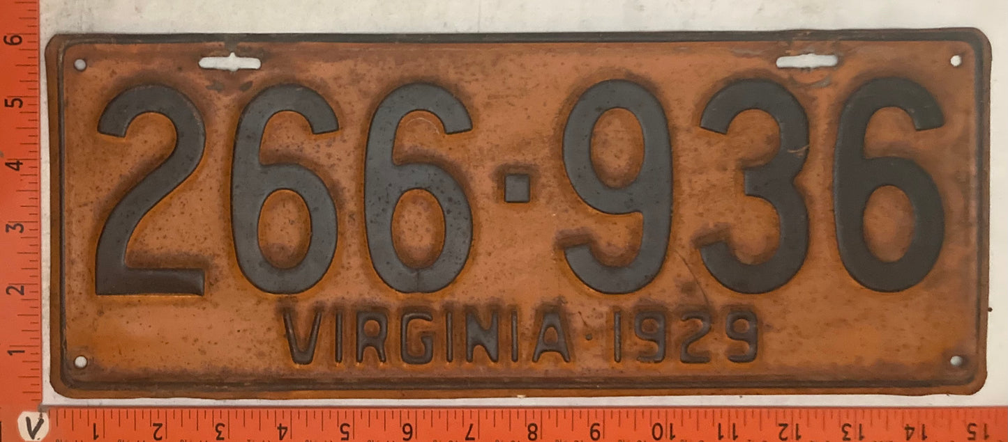 1929 Virginia #266-936 Passenger License Plate