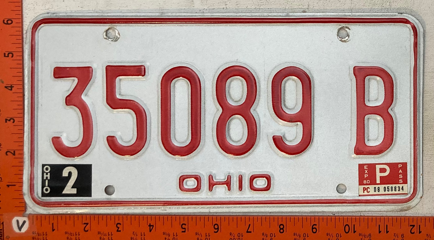 1980 Ohio #35089 B Passenger License Plate
