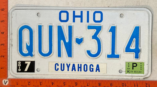 1984 Ohio #QUN-314 Passenger License Plate
