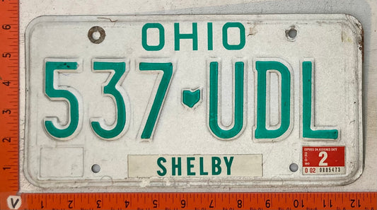 1990 Ohio #537-UDL Passenger License Plate