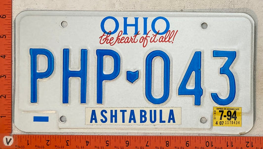 1994 Ohio #PHP-043 Passenger License Plate