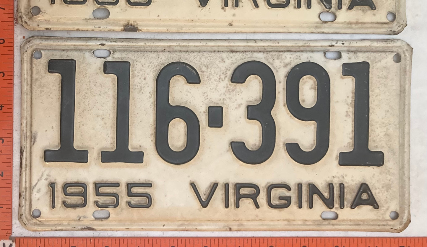 1955 Virginia #116-391 Passenger License Plate (Pair)