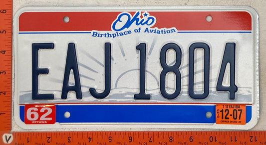 2007 Ohio #EAJ 1804 Passenger License Plate