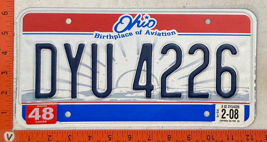 2008 Ohio #DYU 4226 Passenger License Plate