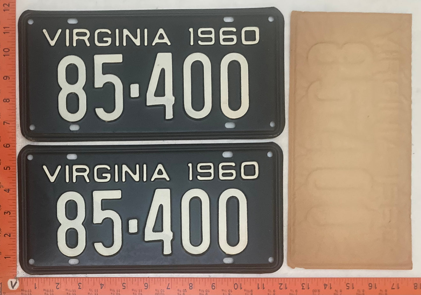 1960 Virginia #85-400 Passenger License Plate (Pair)