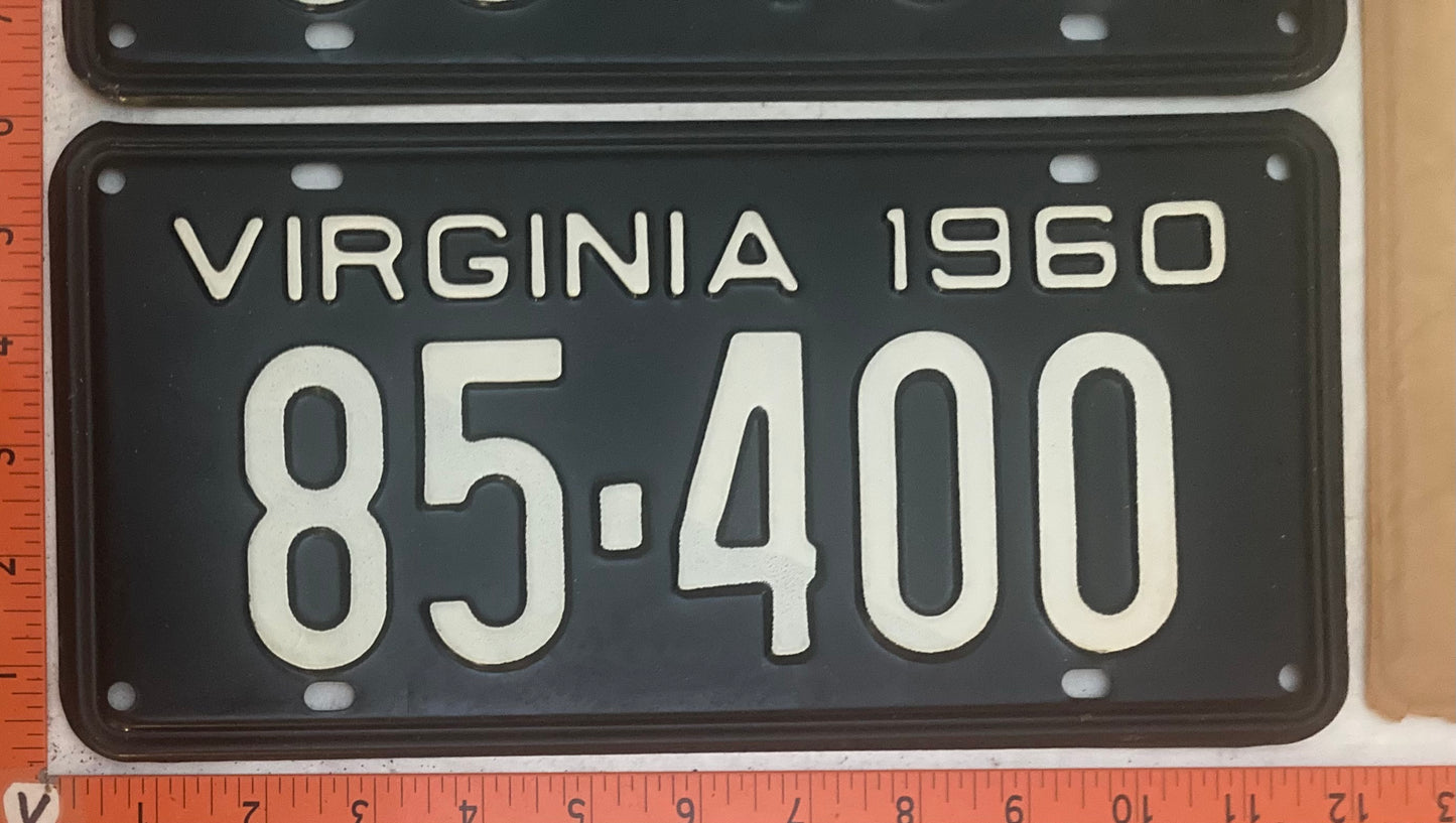 1960 Virginia #85-400 Passenger License Plate (Pair)